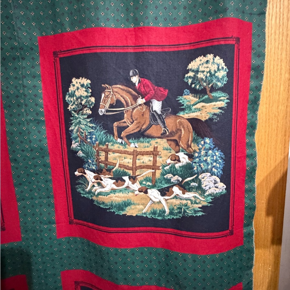 Fox hunting fabric vintage Cranston VIP horses - Picture 3 of 3